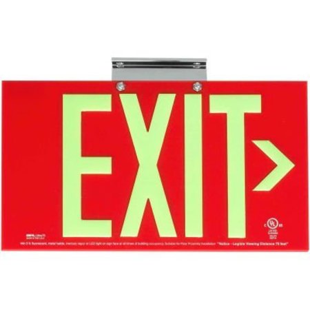 HUBBELL LIGHTING Dual-Lite DPLA75DR Exit Sign, Red Acrylic, w/ Photoluminescent Letters, Double Face DPLA75DR